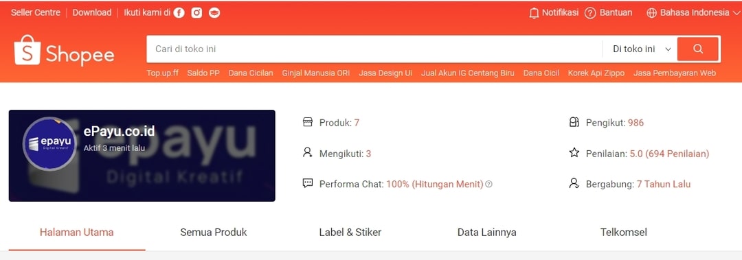 Top Up Isi Saldo PayPal di Shopee