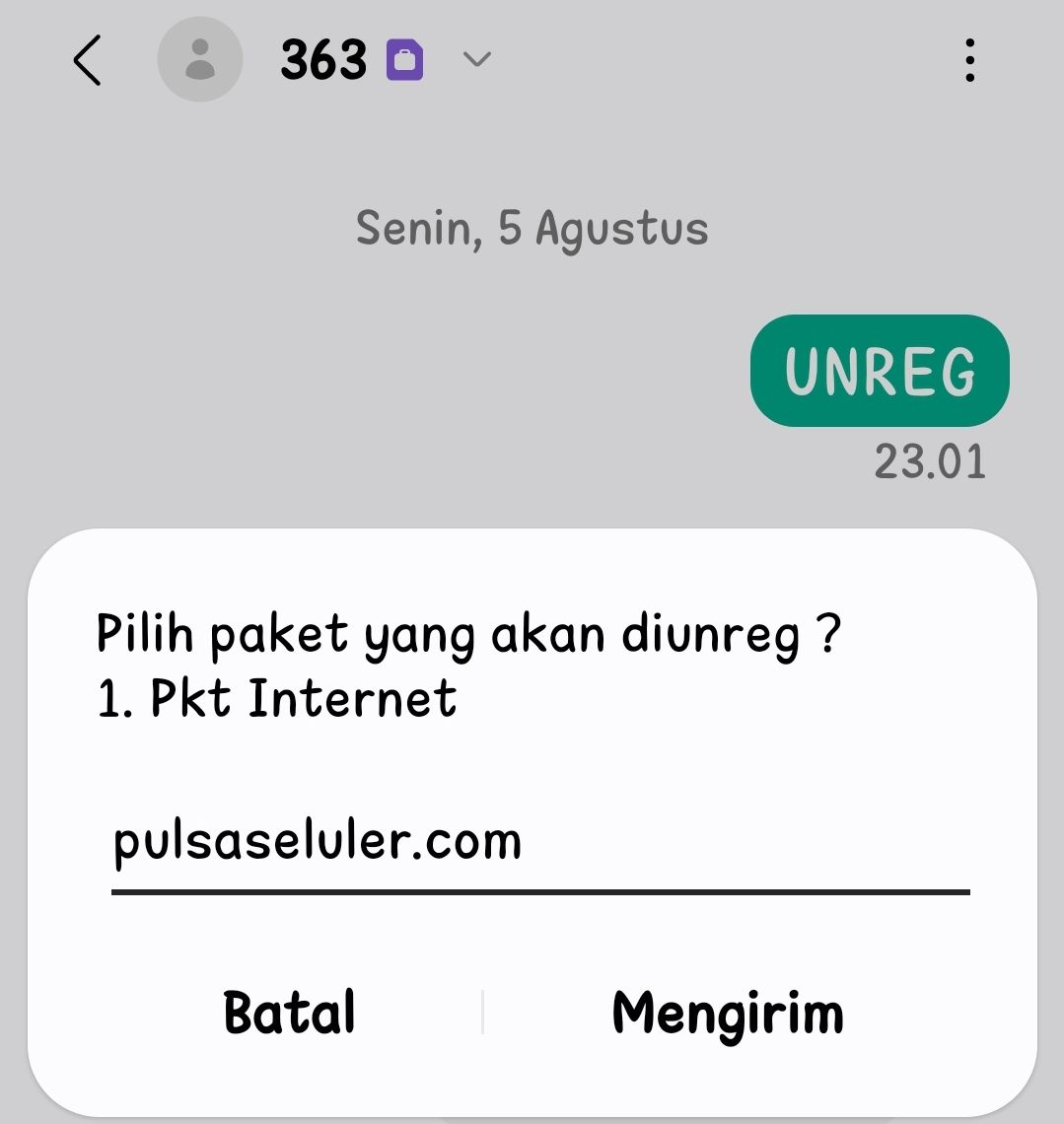 Unreg paket Indosat via SMS