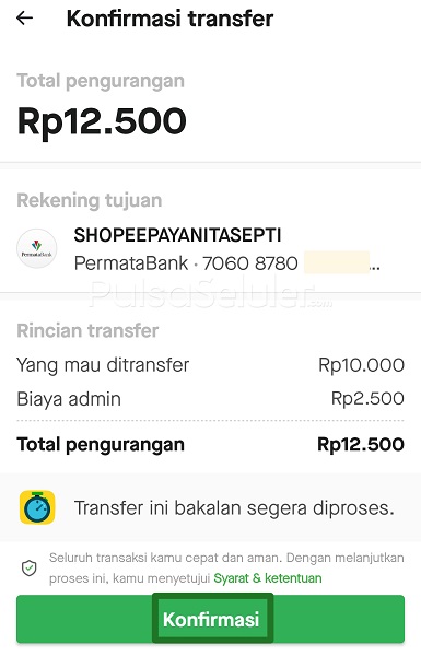 Biaya admin transfer GoPay ke ShopeePay