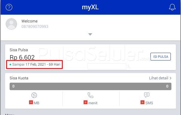 Cek masa aktif kartu XL Online di Website Resmi MyXL