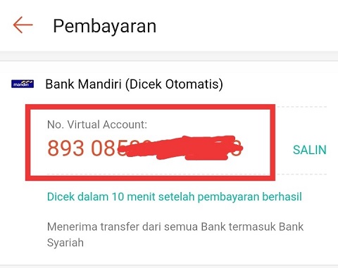Kode Bank Mandiri ShopeePay