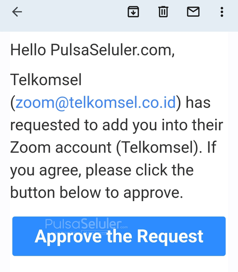 Buka email dan Klik link invite Zoom Pro Telkomsel