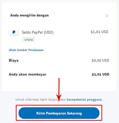 Pembayaran dengan Saldo PayPal