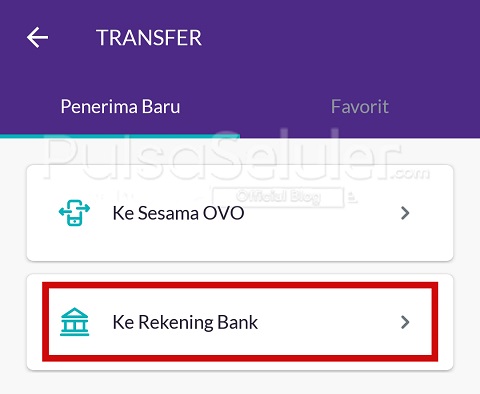 Transfer ke rekening bank OVO