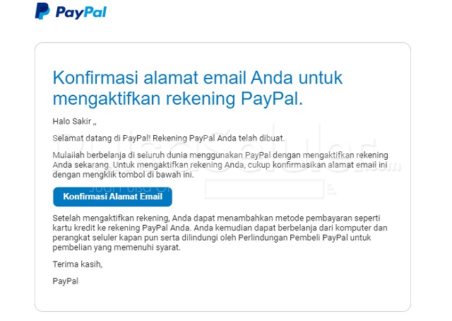 Verifikasi Email PayPal